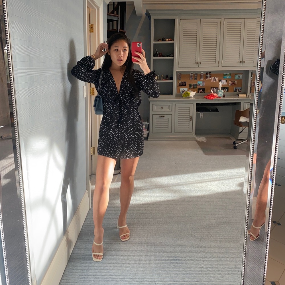 Forever 21 black and white polka dot mini dress